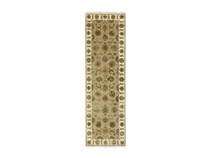 Brown 2'6" x 8'3" Traditional Hand knotted Wool/Silk Rug - Sku: O075622