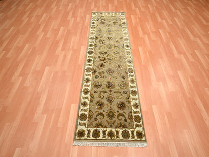 Brown 2'6" x 8'3" Traditional Hand knotted Wool/Silk Rug - Sku: O075622