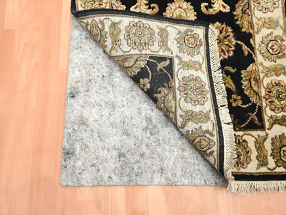 Black 2'6" x 8'0" Rajasthan Hand knotted Wool/Silk Rug - Sku: O075624