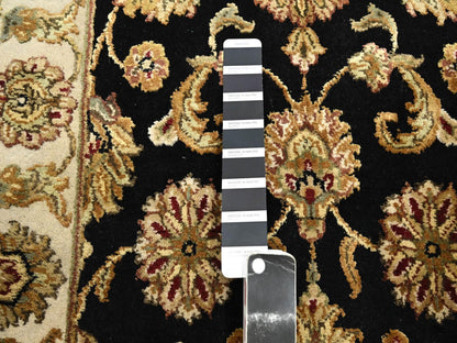 Black 2'6" x 8'0" Rajasthan Hand knotted Wool/Silk Rug - Sku: O075624