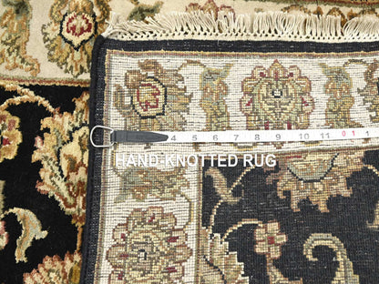 Black 2'6" x 8'0" Rajasthan Hand knotted Wool/Silk Rug - Sku: O075624