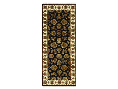 Black 2'7" x 6'2" Rajasthan Hand knotted Wool/Silk Rug - Sku: O075625