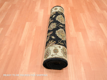 Black 2'7" x 6'2" Rajasthan Hand knotted Wool/Silk Rug - Sku: O075625