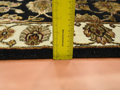 Black 2'7" x 6'2" Rajasthan Hand knotted Wool/Silk Rug - Sku: O075625
