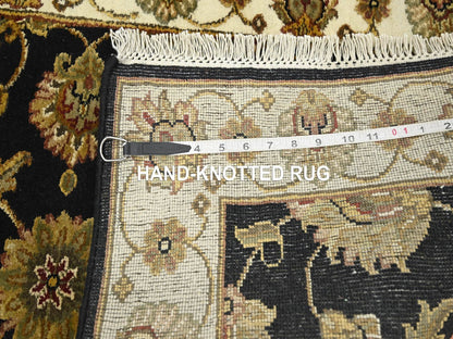 Black 2'7" x 6'2" Rajasthan Hand knotted Wool/Silk Rug - Sku: O075625