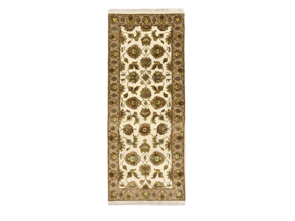 Rajasthan Rajasthan hand-knotted wool/silk runner in Ivory & Beige, 2'6" x 6'2" — SKU O075626