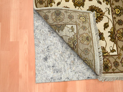 Rajasthan Rajasthan hand-knotted wool/silk runner in Ivory & Beige, 2'6" x 6'2" — SKU O075626 (view 3)