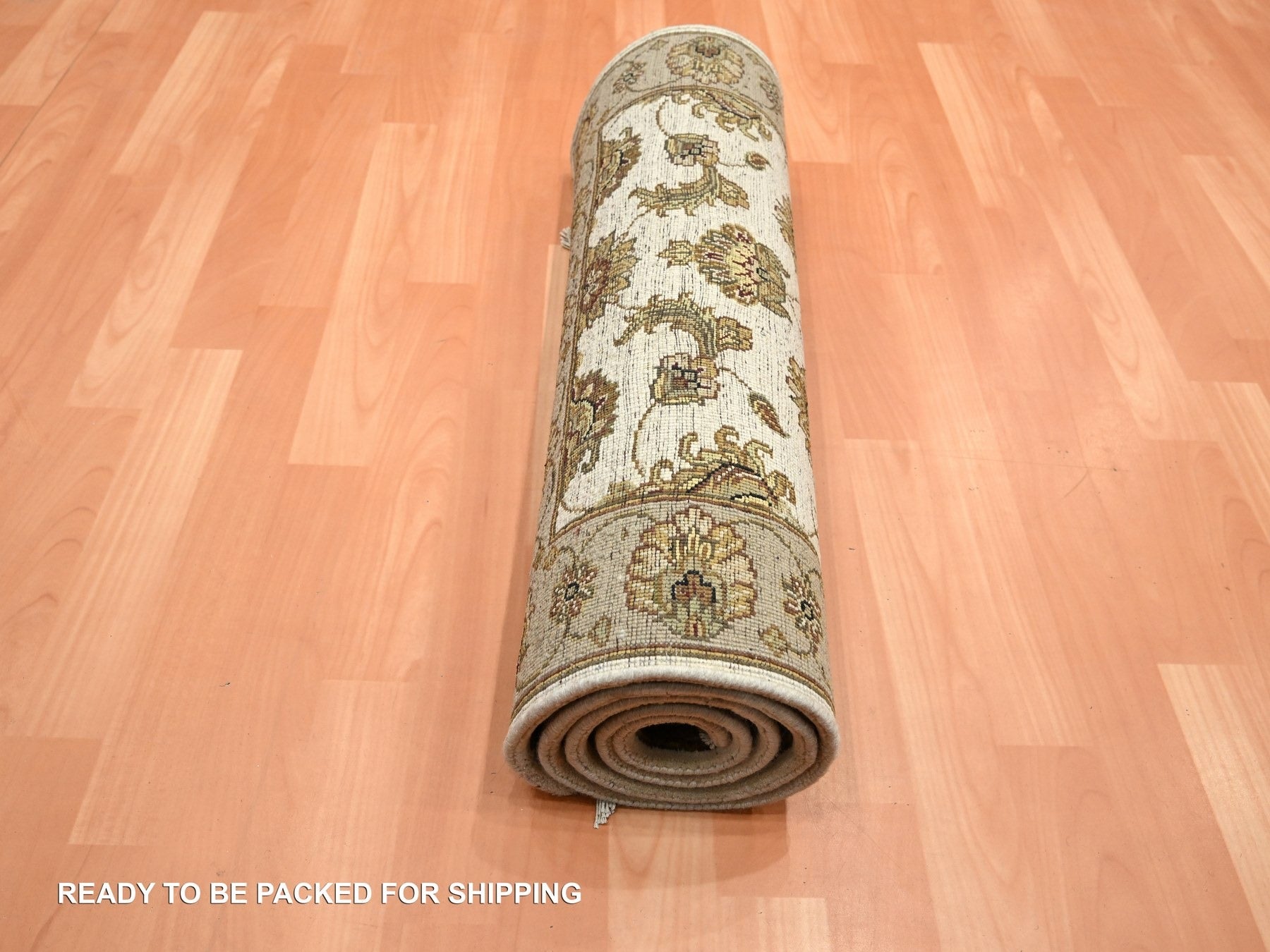 Rajasthan Rajasthan hand-knotted wool/silk runner in Ivory & Beige, 2'6" x 6'2" — SKU O075626 (view 5)