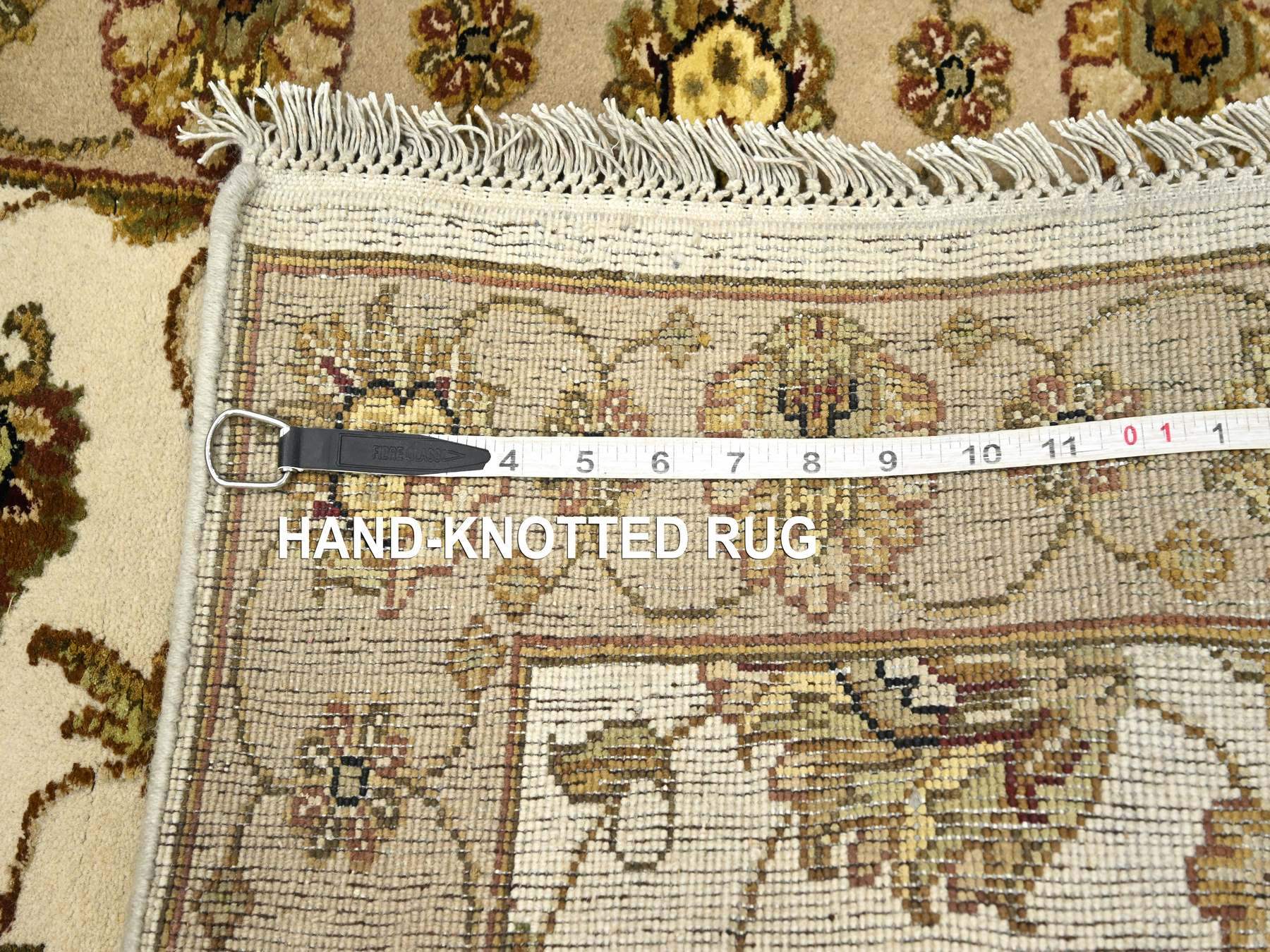 Rajasthan Rajasthan hand-knotted wool/silk runner in Ivory & Beige, 2'6" x 6'2" — SKU O075626 (view 7)