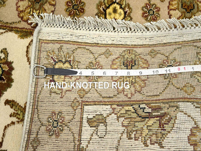 Rajasthan Rajasthan hand-knotted wool/silk runner in Ivory & Beige, 2'6" x 6'2" — SKU O075626 (view 7)