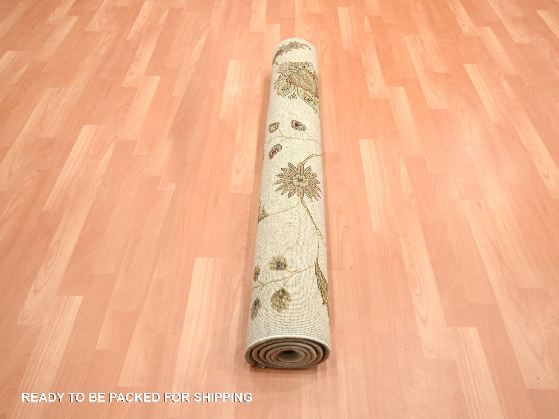 Rajasthan hand-knotted wool/silk rug in Ivory, 4' x 5'11" — SKU O075631 (view 5)