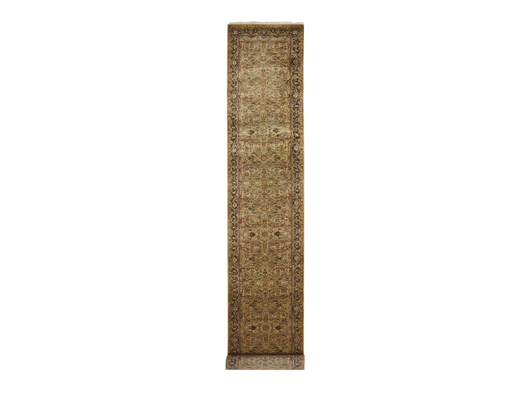 Rajasthan Rajasthan hand-knotted wool runner in Yellow & Black, 3'2" x 19'4" — SKU O075632