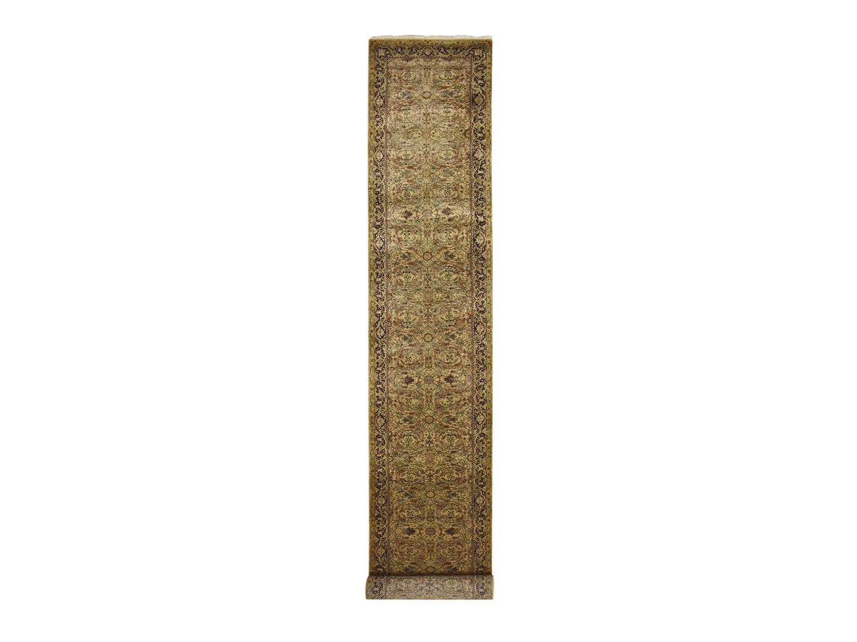 Rajasthan Rajasthan hand-knotted wool runner in Yellow & Black, 3'2" x 19'4" — SKU O075632
