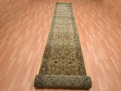Rajasthan Rajasthan hand-knotted wool runner in Yellow & Black, 3'2" x 19'4" — SKU O075632 (view 2)