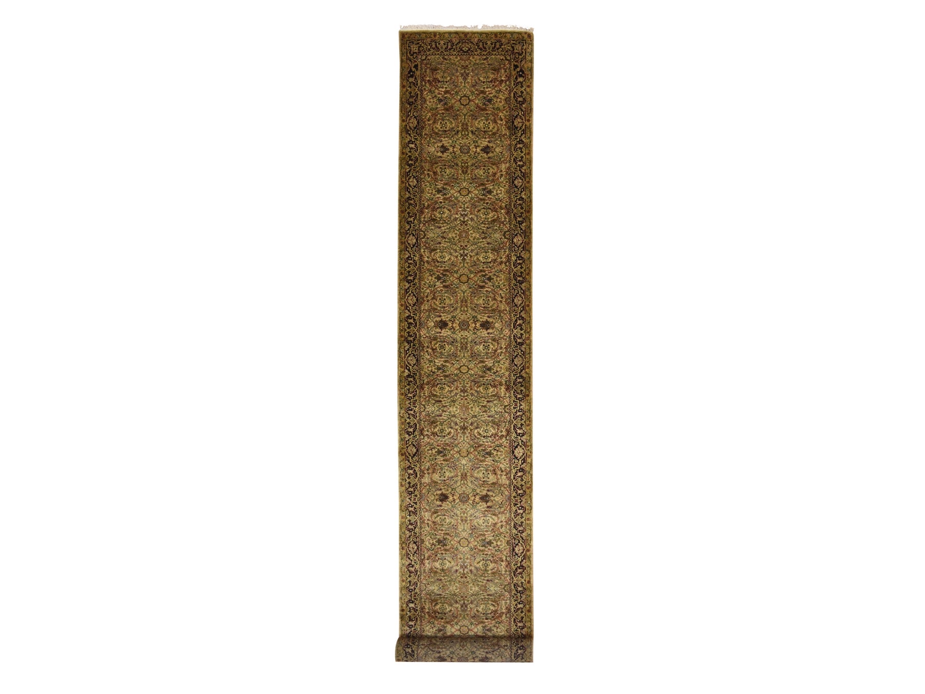 Rajasthan Rajasthan hand-knotted wool runner in Yellow & Black, 3' x 19'5" — SKU O075633