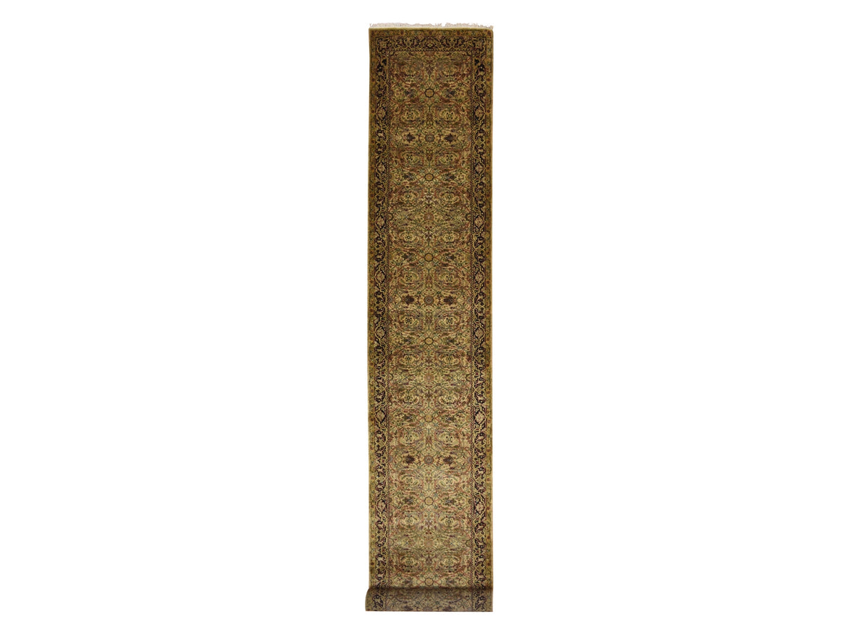 Rajasthan Rajasthan hand-knotted wool runner in Yellow & Black, 3' x 19'5" — SKU O075633