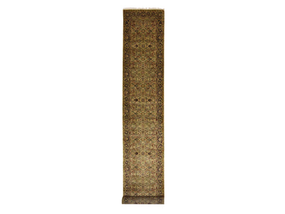 Rajasthan Rajasthan hand-knotted wool runner in Yellow & Black, 3' x 19'5" — SKU O075633