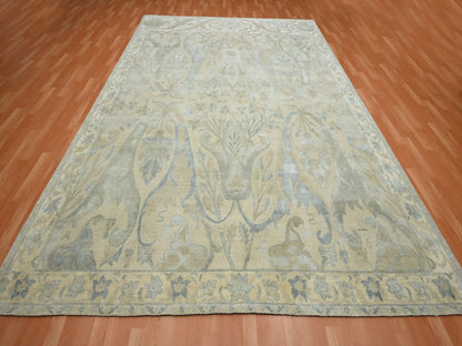 Oushak hand-knotted wool/silk rug in Ivory, 8'10" x 12'1" — SKU O075637 (view 2)