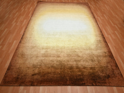 Brown 8'11" x 12'1" Modern and Contemporary Hand knotted Wool/Silk Rug - Sku: O075638