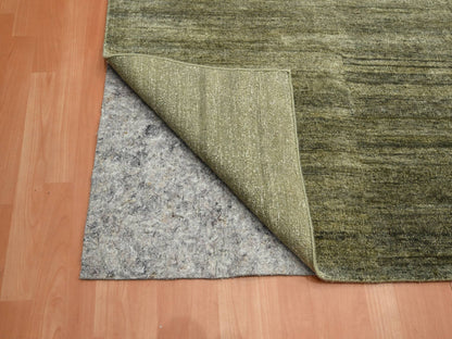 Modern / Contemporary hand-knotted silk rug in Green, 9'10" x 13'11" — SKU O075639 (view 4)