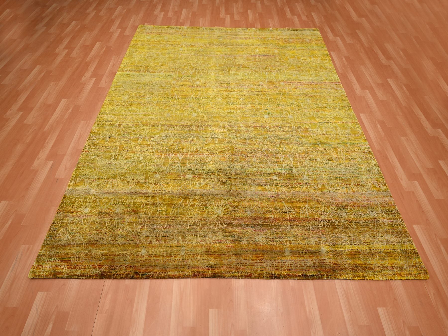 Modern / Contemporary hand-knotted sari silk rug in Brown, 8' x 9'3" — SKU O075642 (view 2)