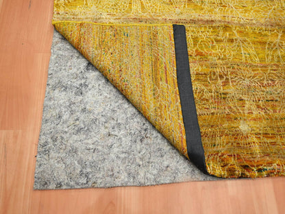 Brown 8'0" x 9'3" Modern and Contemporary Hand knotted Silk Rug - Sku: O075642