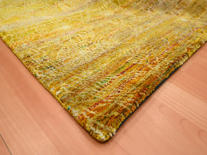 Brown 8'0" x 9'3" Modern and Contemporary Hand knotted Silk Rug - Sku: O075642