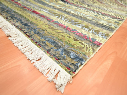 Green 6'1" x 9'1" Modern / Contemporary Hand knotted Wool/Silk Rug - Sku: O075644