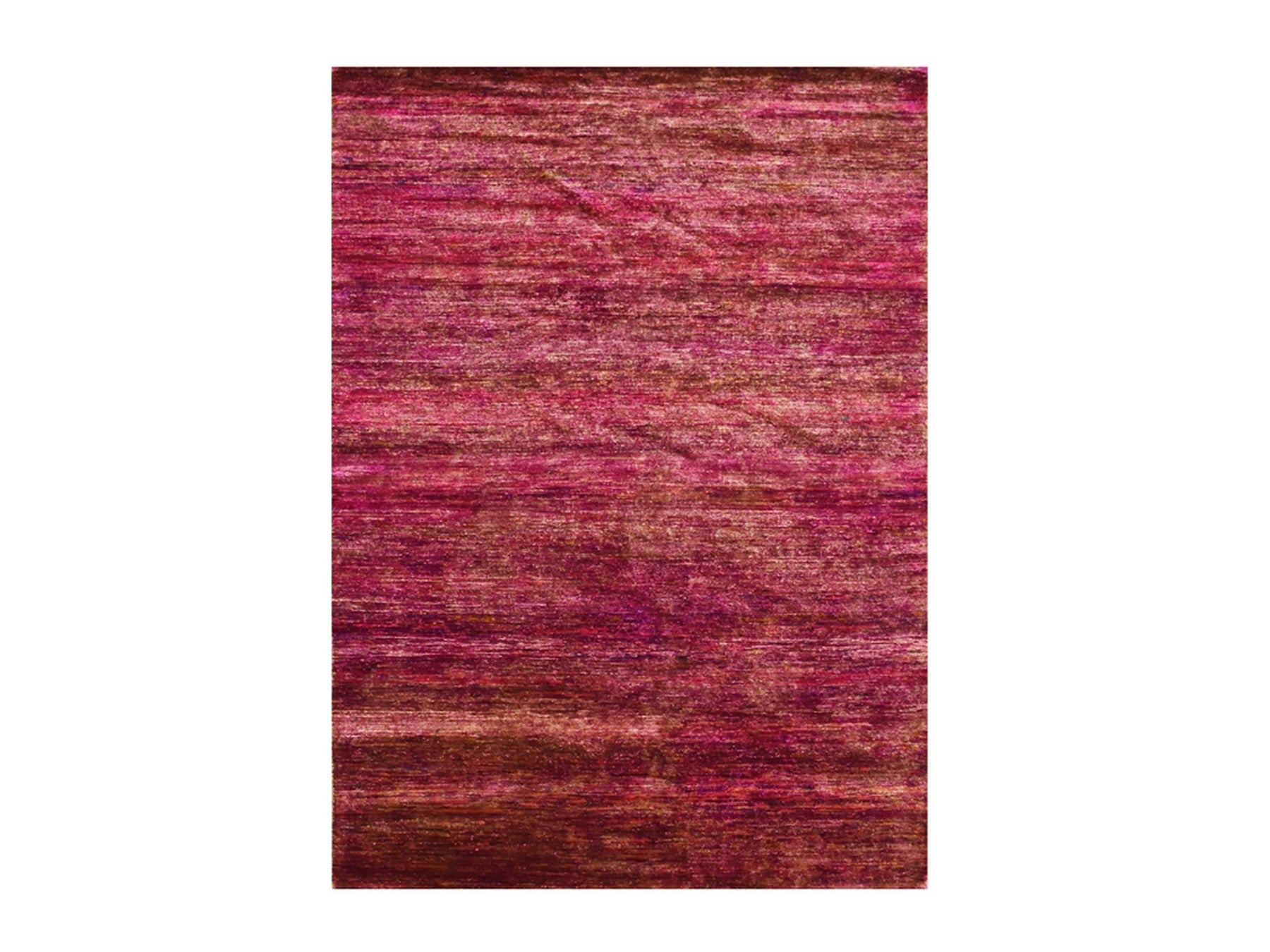 Modern / Contemporary hand-knotted sari silk rug in Pink, 4'11" x 6'10" — SKU O075645