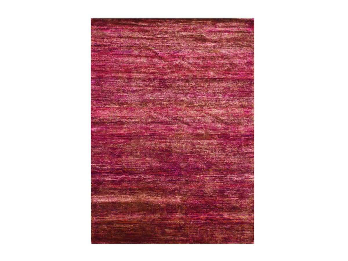 Modern / Contemporary hand-knotted sari silk rug in Pink, 4'11" x 6'10" — SKU O075645
