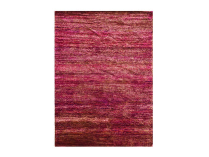 Modern / Contemporary hand-knotted sari silk rug in Pink, 4'11" x 6'10" — SKU O075645