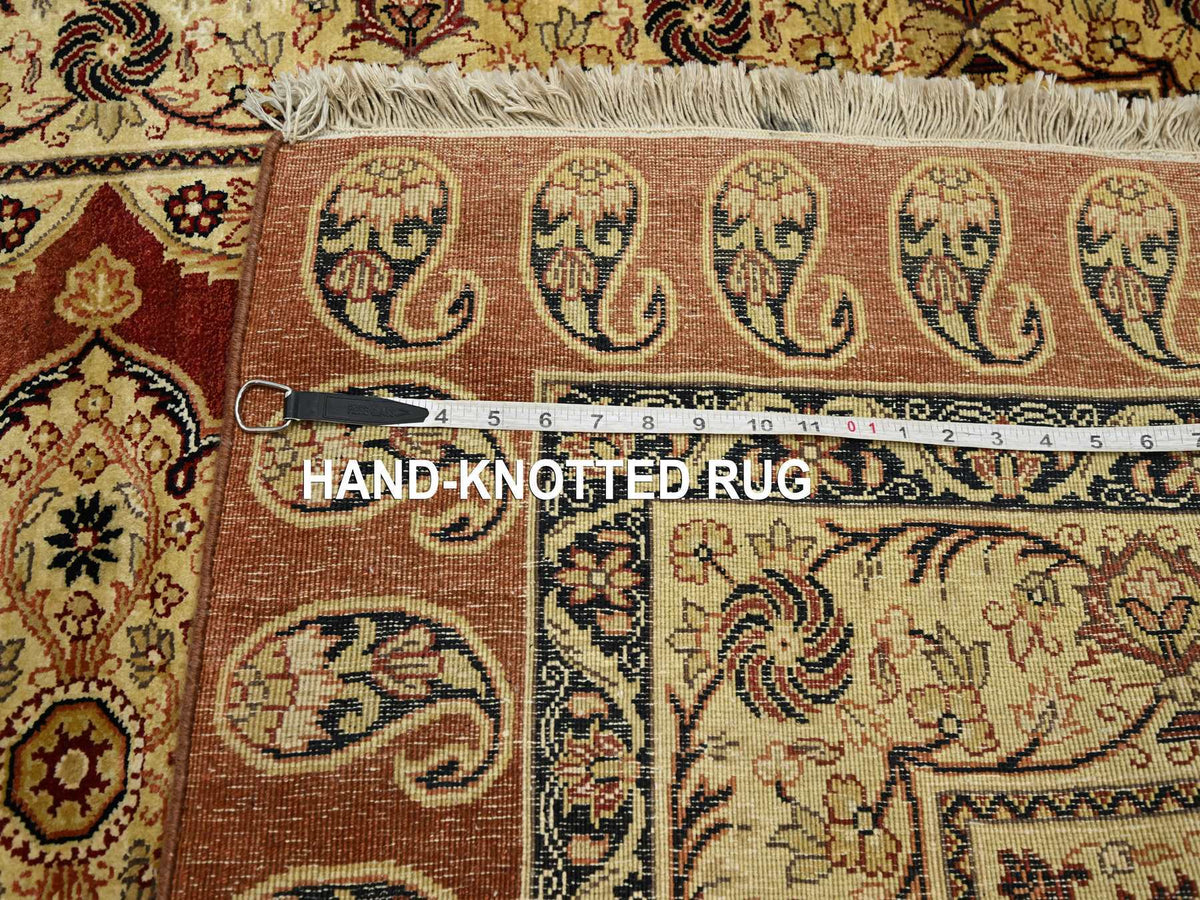 Tabriz Fine Oriental hand-knotted silk rug in Red, 4' x 6' — SKU O075648 (view 7)