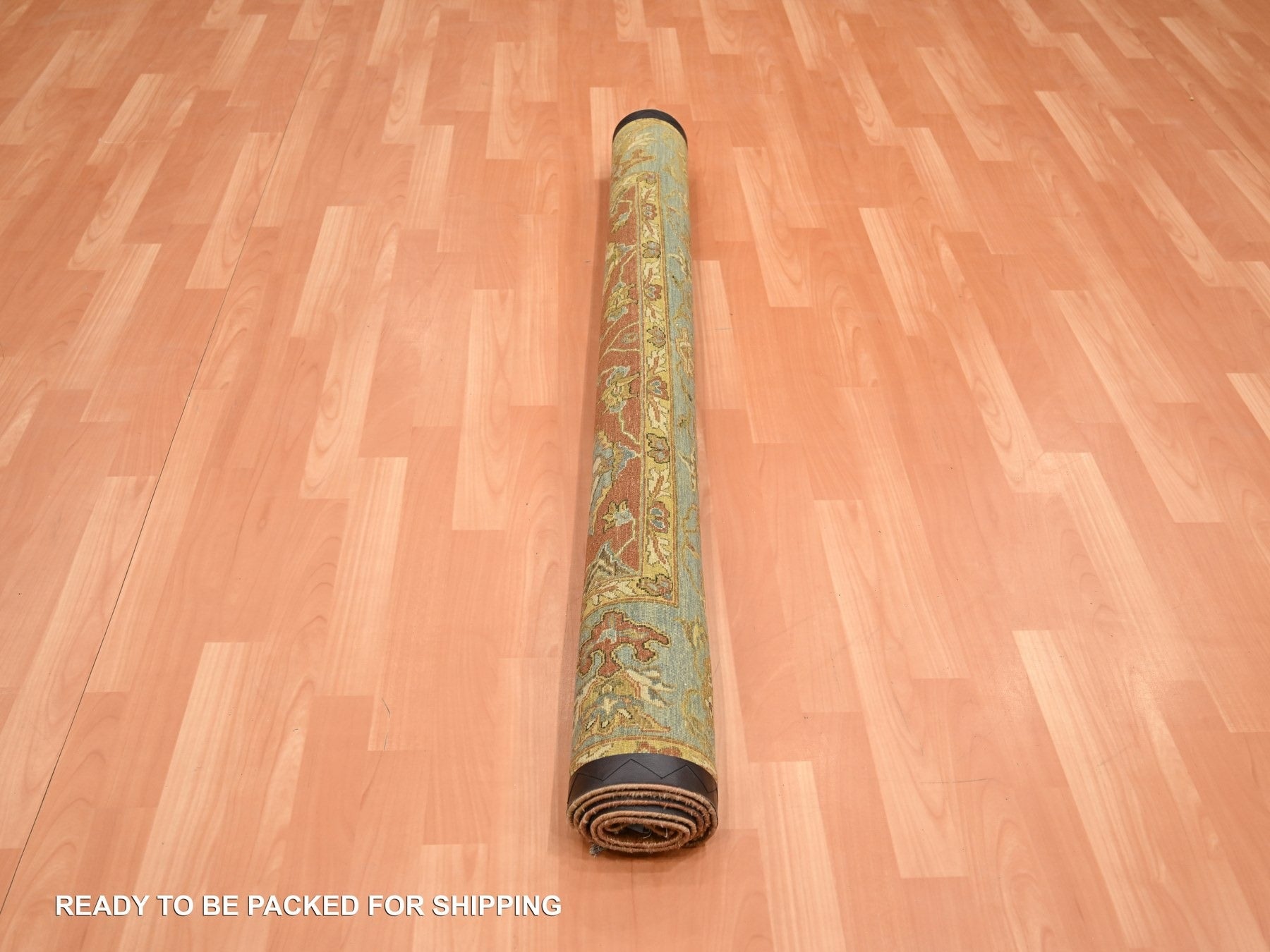 Fine Oriental hand-knotted wool rug in Red & Stone Blue, 4'8" x 6'4" — SKU O075650 (view 5)