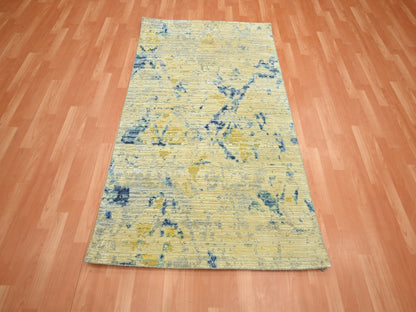 Brown 3'10" x 6'3" Modern and Contemporary Hand knotted Wool/Silk Rug - Sku: O075653