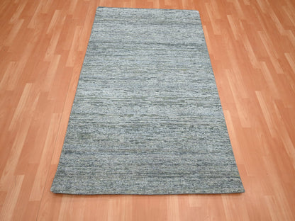Modern / Contemporary hand-knotted silk rug in Gray, 3'10" x 6'1" — SKU O075654 (view 2)