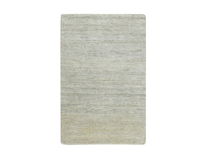 Green 3'11" x 6'1" Modern / Contemporary Hand knotted Silk Rug - Sku: O075655