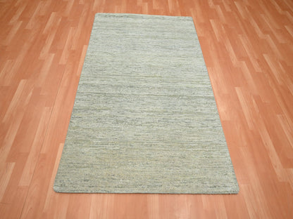 Green 3'11" x 6'1" Modern / Contemporary Hand knotted Silk Rug - Sku: O075655