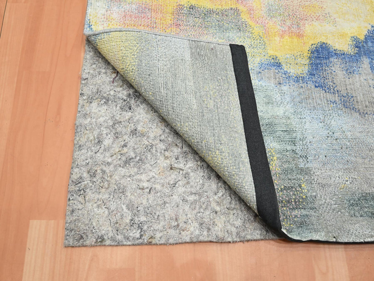 Modern / Contemporary hand-knotted silk runner in Gray, 2'11" x 12' — SKU O075657 (view 3)