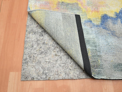 Modern / Contemporary hand-knotted silk runner in Gray, 2'11" x 12' — SKU O075657 (view 3)