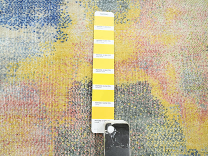 Grey 2'11" x 12'0" Modern / Contemporary Hand knotted Silk Rug - Sku: O075657