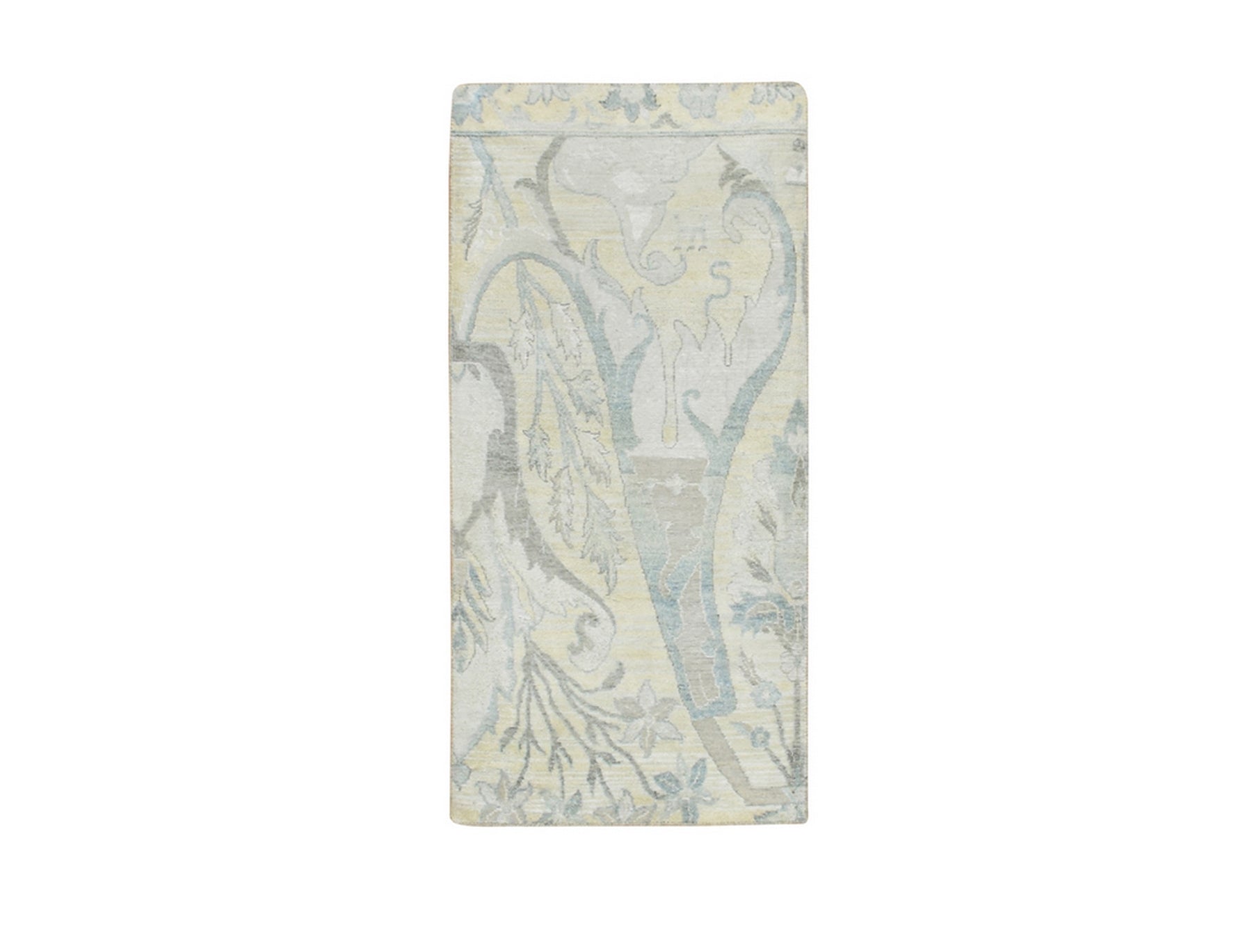 Oushak hand-knotted wool/silk rug in Ivory, 2' x 4'3" — SKU O075658