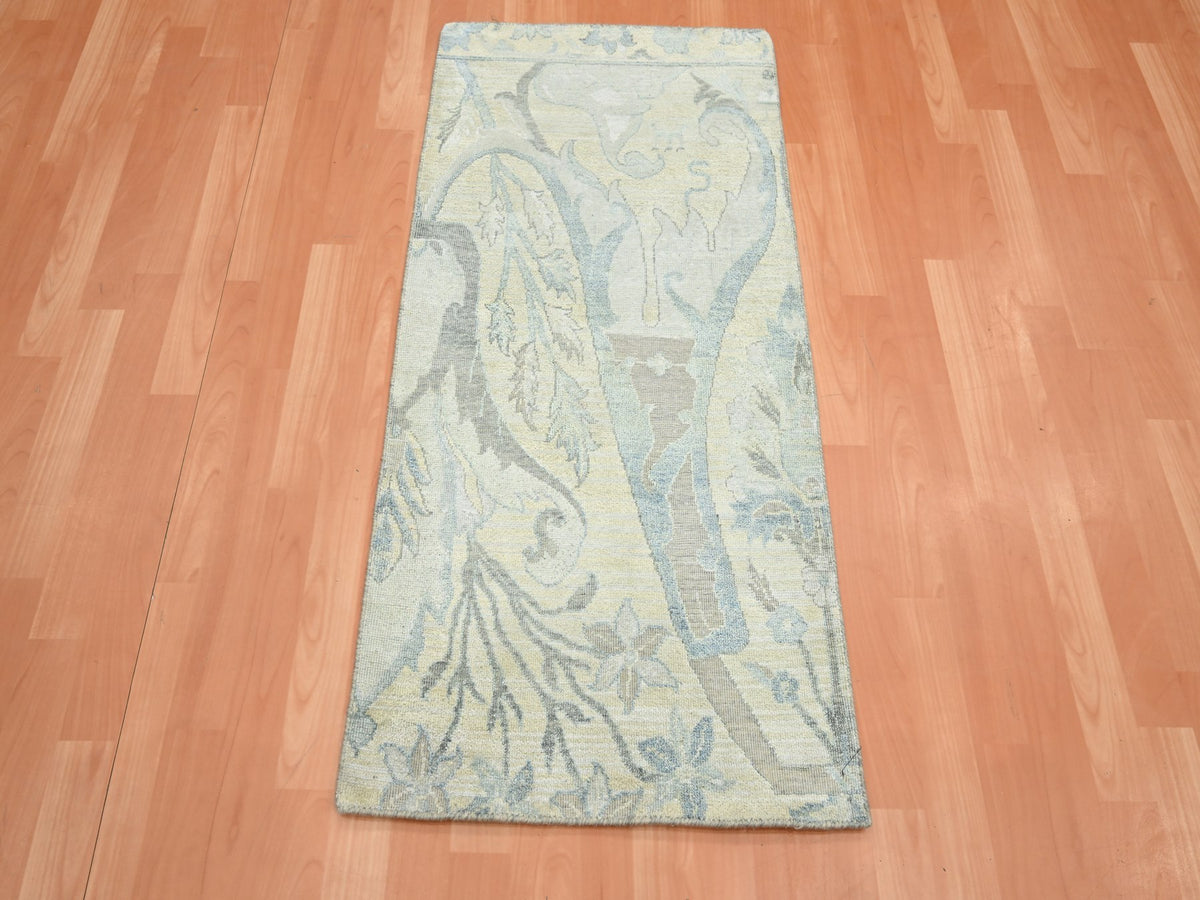 Oushak hand-knotted wool/silk rug in Ivory, 2' x 4'3" — SKU O075658 (view 2)