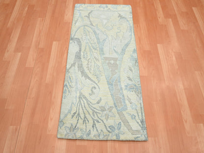 Oushak hand-knotted wool/silk rug in Ivory, 2' x 4'3" — SKU O075658 (view 2)