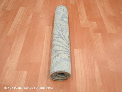 Oushak hand-knotted wool/silk rug in Ivory, 2' x 4'3" — SKU O075658 (view 5)