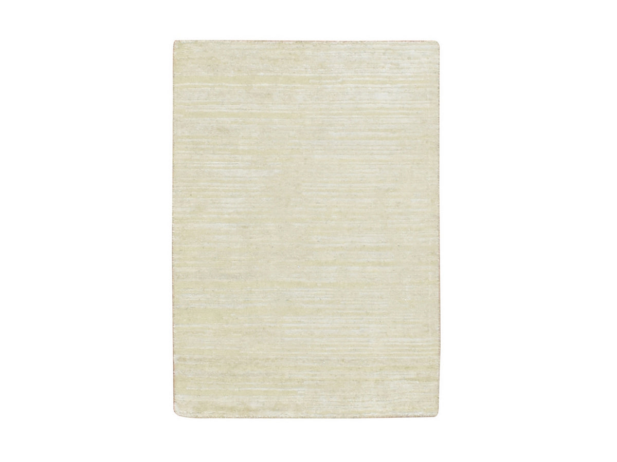 Modern / Contemporary hand-knotted wool/silk rug in Ivory, 2' x 3' — SKU O075660
