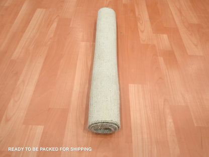 Modern / Contemporary hand-knotted wool/silk rug in Ivory, 2' x 3' — SKU O075661 (view 5)