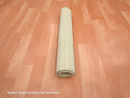 Beige 2'0" x 3'0" Modern and Contemporary Hand knotted Wool/Silk Rug - Sku: O075662