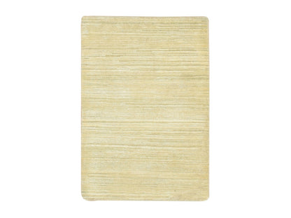 Beige 2'0" x 3'0" Modern and Contemporary Hand knotted Wool/Silk Rug - Sku: O075663