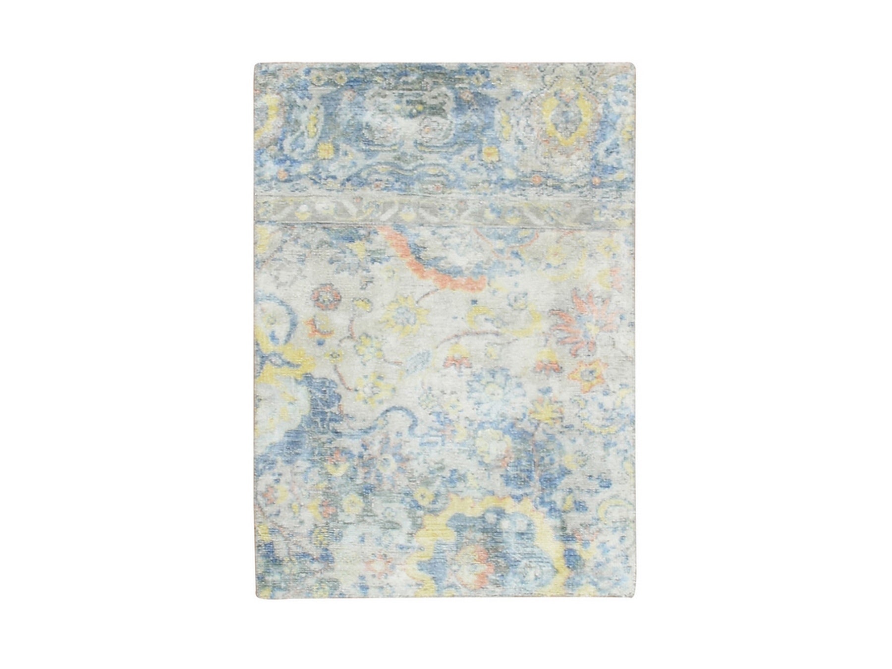 Oushak Oushak hand-knotted wool/pure silk rug in Gray, 2'1" x 2'10" — SKU O075664