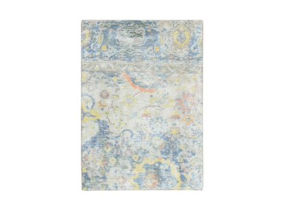 Oushak Oushak hand-knotted wool/pure silk rug in Gray, 2'1" x 2'10" — SKU O075664